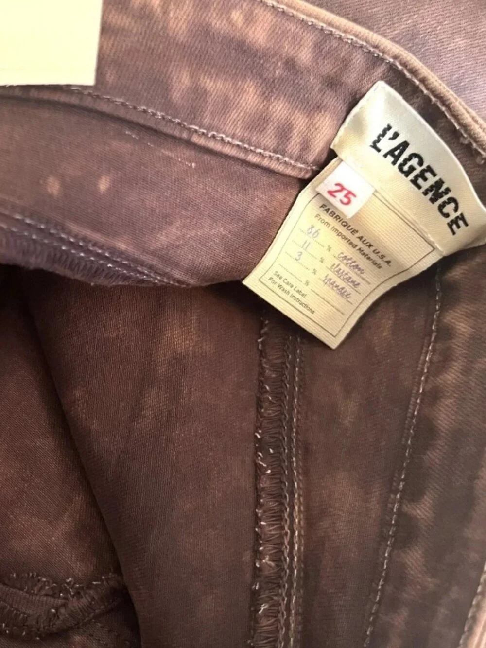 New L'AGENCE MARGOT High Rise Skinny Stretch Crop Jeans Cocoa Mineral Coated 25 - Picture 7 of 11
